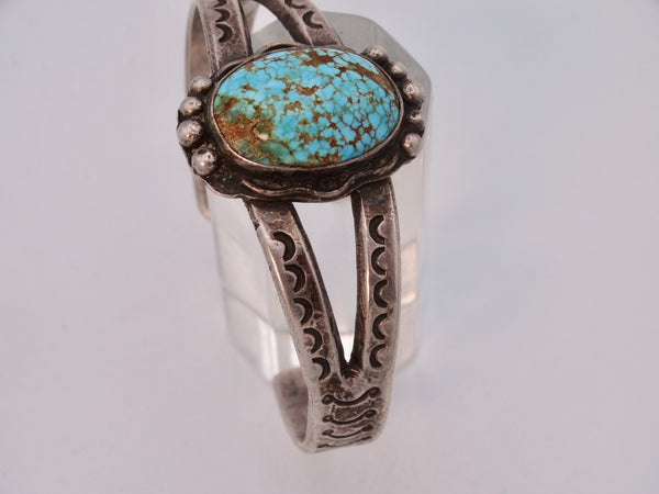 Navajo Ingot Siver w Center Turquoise Cabochon c 1920s-30s J564