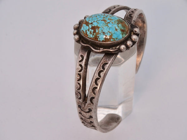 Navajo Ingot Siver w Center Turquoise Cabochon c 1920s-30s J564