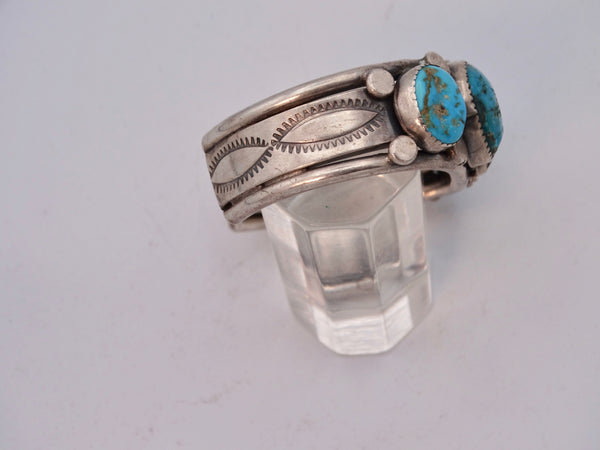 Navajo Ingot Silver 5-stone Turquoise Cuff J579