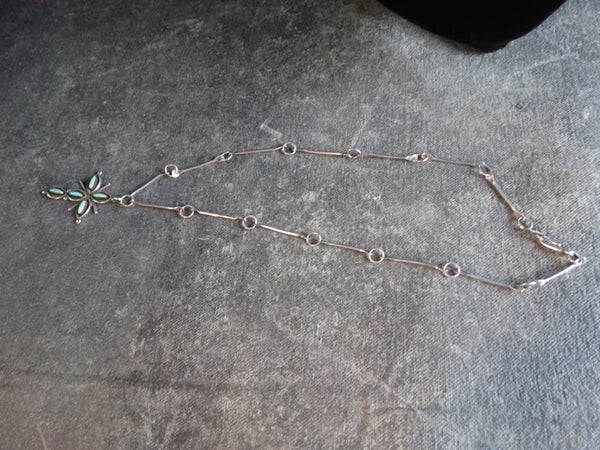 Zuni Cross Pendant on Handmade Chain circa 1950 J596