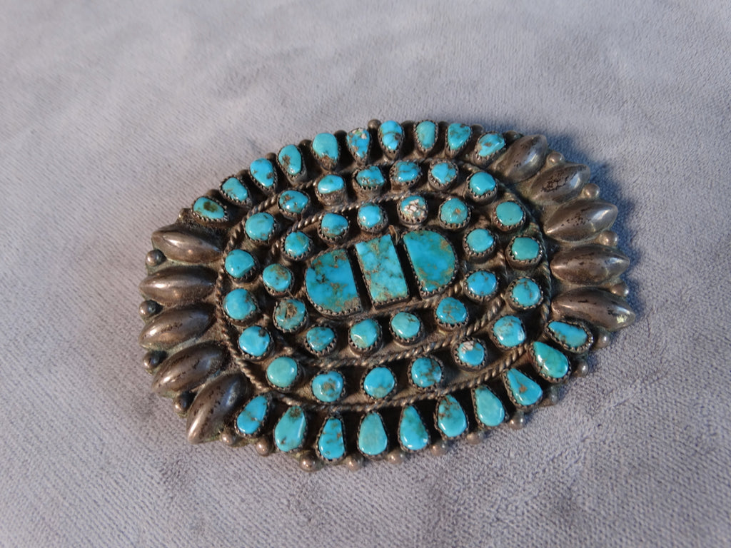 Zuni Turquoise and silver Brooch J605