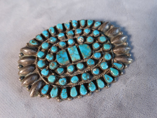 Zuni Turquoise and silver Brooch J605