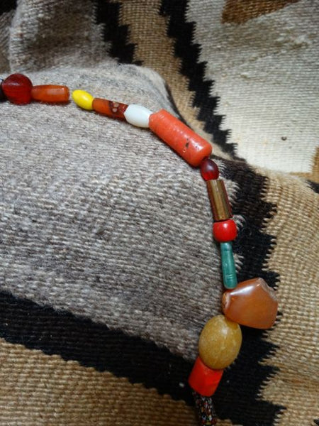 American Indian Orange Trade Beads Necklace