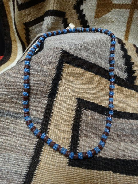 American Indian Brown & Blue Trade Bead Necklace