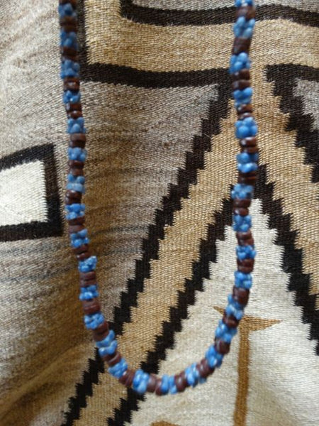 American Indian Brown & Blue Trade Bead Necklace