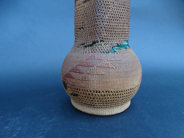 Californian Antique Glass Bottle with Native American Woven Covering