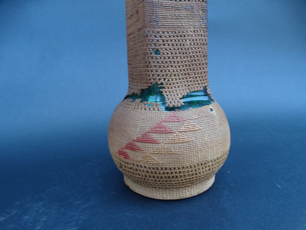 Californian Antique Glass Bottle with Native American Woven Covering