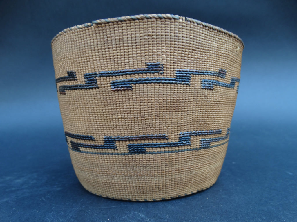 California Native American Blue Pattern Basket circa 1890