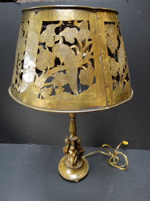 Spanish Revival 3-light Table Lamp in Copper & Brass & Steel