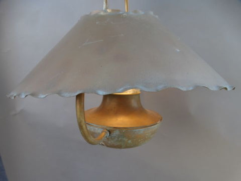 Hanging Lantern with Metal Shade and Hurricane Lamp