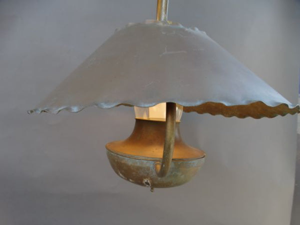 Hanging Lantern with Metal Shade and Hurricane Lamp