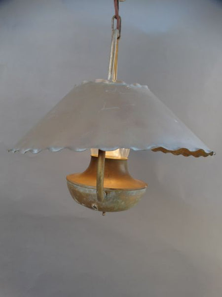 Hanging Lantern with Metal Shade and Hurricane Lamp