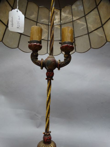 Spanish Revival Two-Candle Table Lamp with Shell Shade
