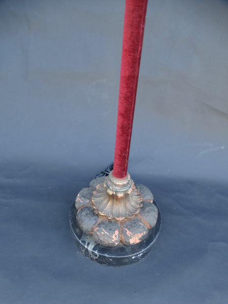 Spanish Revival Floor Lamp with Red Velvet Shaft