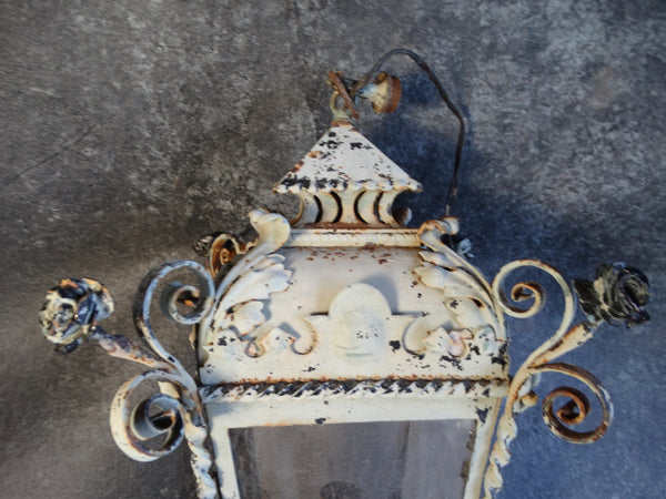 Ornate Spanish Revival Hanging Lantern w Spanish Cross Bottom Finial L667
