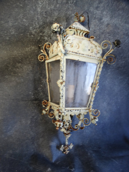 Ornate Spanish Revival Hanging Lantern w Spanish Cross Bottom Finial L667