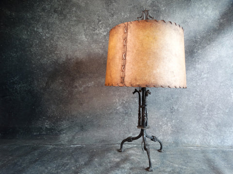 Spanish Revival Wrought Iron Table Lamp with Custom Shade L699