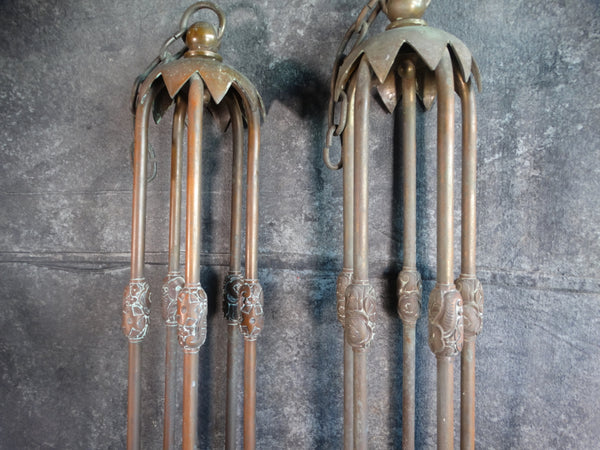 Bronze Art Deco Pendant Entry Lights - Pair L710