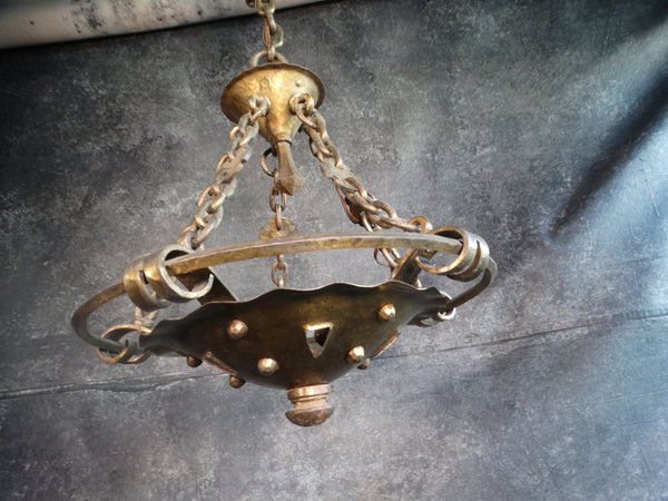 Arts & Crafts Industrial Style Fixture in Solid Brass L716