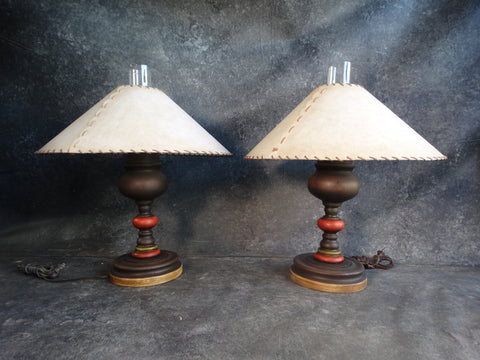 Pair of Monterey Table Lamps with Custom Shades L727