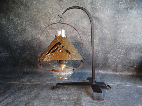 Monterey Style Handmade Copper Shade and Wrought Iron Lantern c 1934 L728