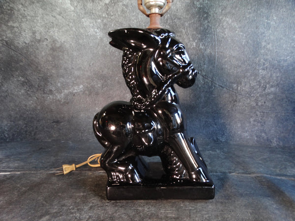 1940s Art Deco Black Donkey Ceramic Lamp L731