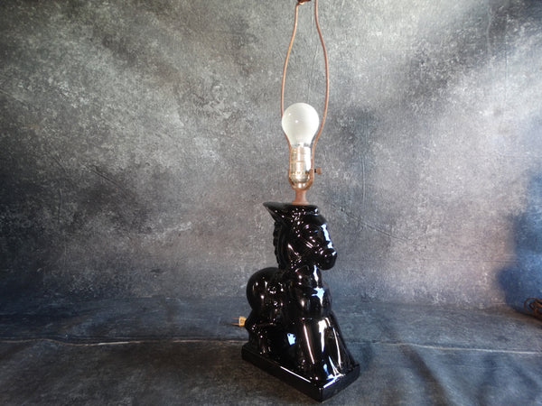 1940s Art Deco Black Donkey Ceramic Lamp L731