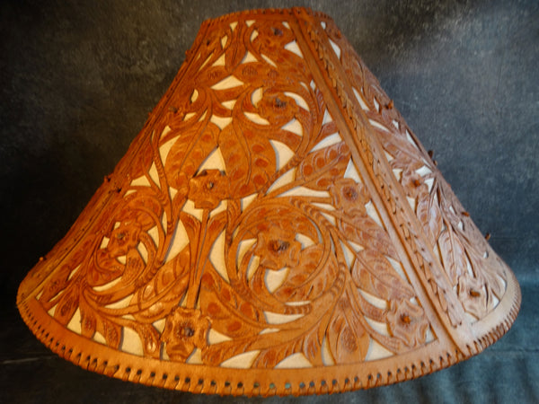 Mexican Hand-Tooled Leather Lampshade L741
