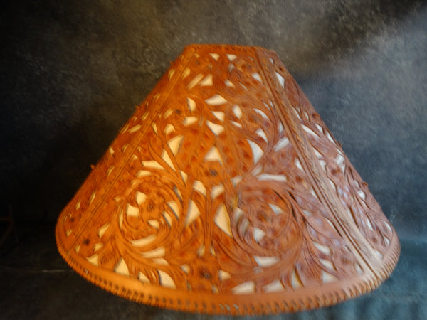Mexican Hand-Tooled Leather Lampshade L741
