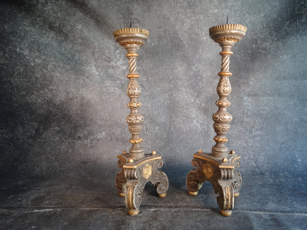 Pair of Spanish Revival Prick Candlesticks - Late 19th Century L749