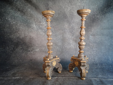 Pair of Spanish Revival Prick Candlesticks - Late 19th Century L749