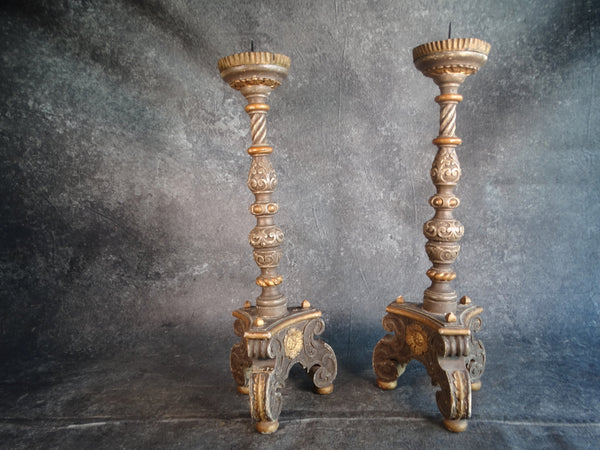 Pair of Spanish Revival Prick Candlesticks - Late 19th Century L749