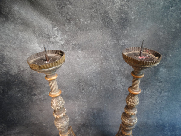 Pair of Spanish Revival Prick Candlesticks - Late 19th Century L749