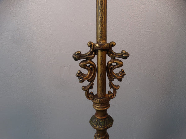 Spanish Revival Brass, Glass & Marble Bridge Lamp L753