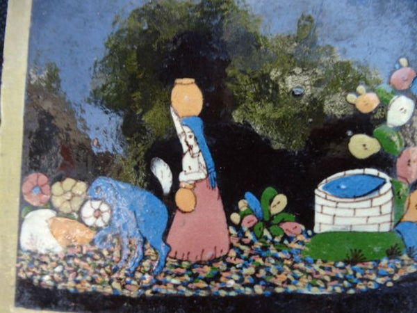 Mexican Tlaquepaque Tile: Woman at Well with Water Jug