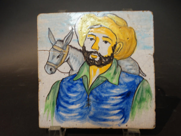 Spanish Scenic Tile - Man with Donkey