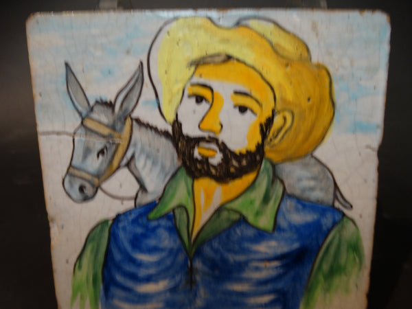 Spanish Scenic Tile - Man with Donkey