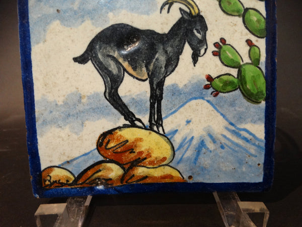 Mexican Rugerio Talavera Tile - Goat on Mountain Top
