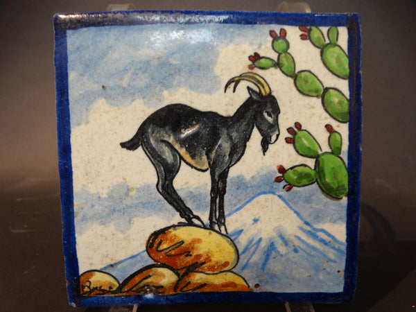 Mexican Rugerio Talavera Tile - Goat on Mountain Top