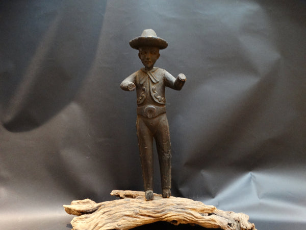 Mexican Carving of Mariachi on Wood Base