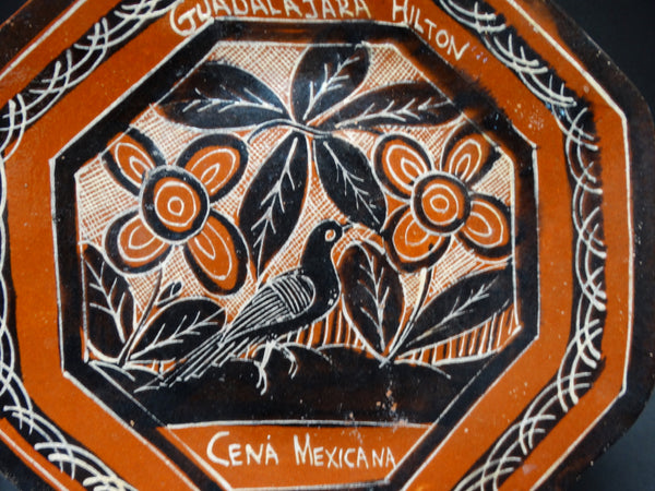 Guadalajara Hilton Restaurant Hexagonal Petatillo Plate 1960s