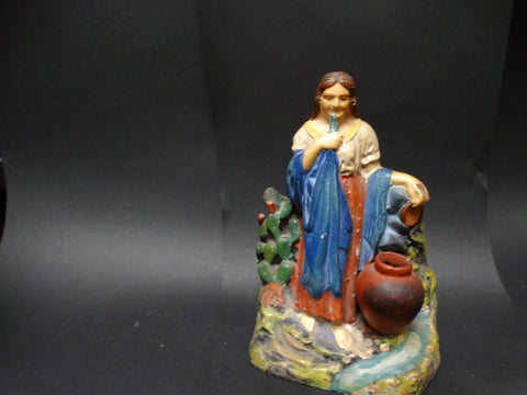 Mexican Pottery Figure Bookend Women With Shawl M2121
