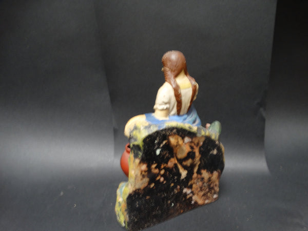 Mexican Pottery Figure Bookend Women With Shawl M2121