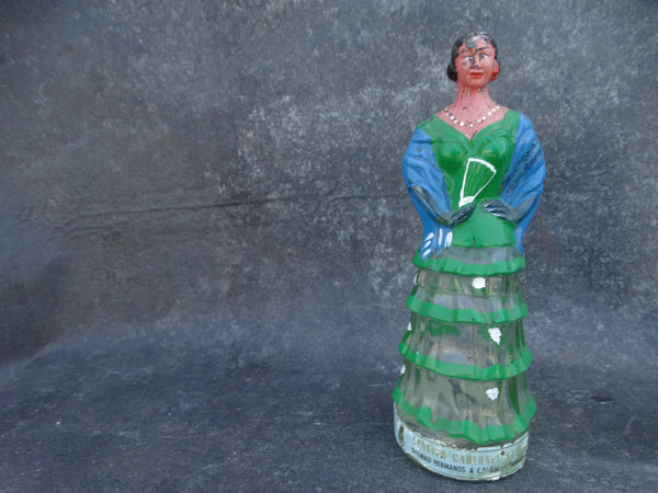 Spanish Glass Bottle Figure of a Dancer with Fan