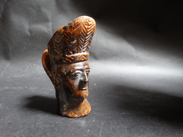Indigenous Head Mexican Folk Art Pottery Pulque Jug/Cup M2655