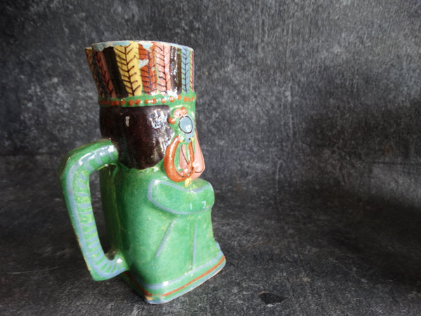 Tlaquepaque Rare Aztec/Mayan Head Mug c 1940s M2666