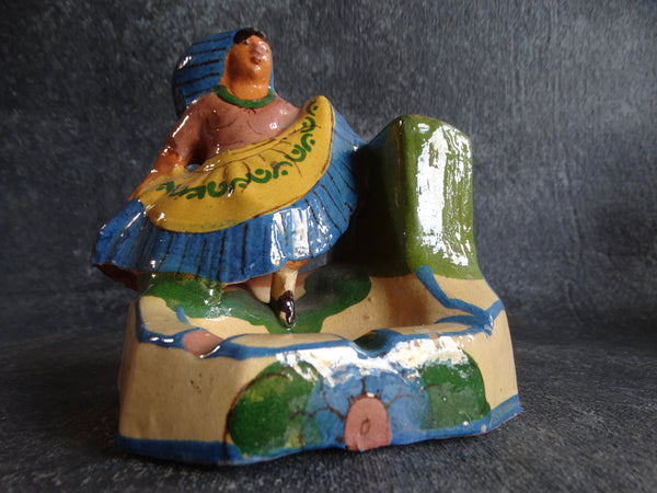 Tlaquepaque Mexican Novelty Dancer Ashtray and Matchholder c 1940s M2671