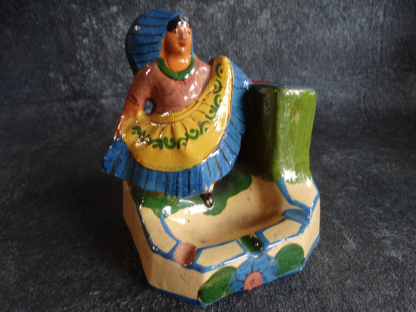 Tlaquepaque Mexican Novelty Dancer Ashtray and Matchholder c 1940s M2671