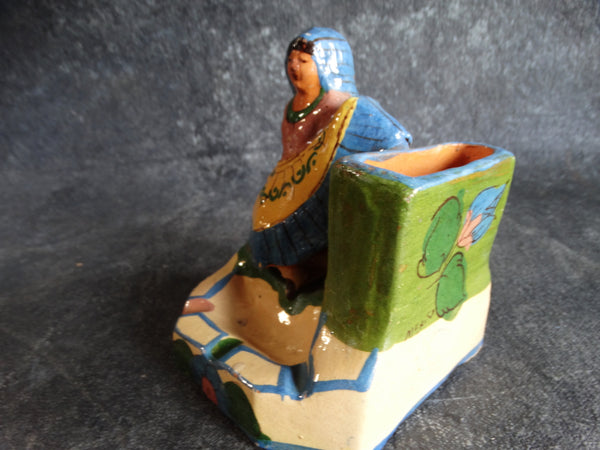 Tlaquepaque Mexican Novelty Dancer Ashtray and Matchholder c 1940s M2671