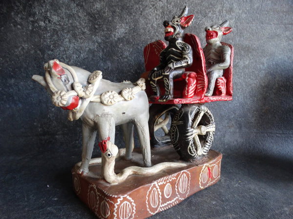 Ocumichu Devil Couple being driven in a Horse Cart Accompanied by a Serpent M2685